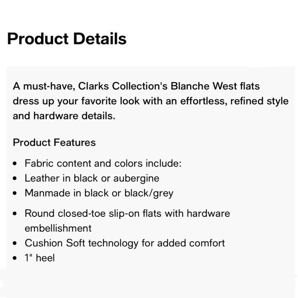 Sz 7.5 Clarks Blanche West Black Leather Buckle Embellishment Flats Women's Shoe - Picture 2 of 15